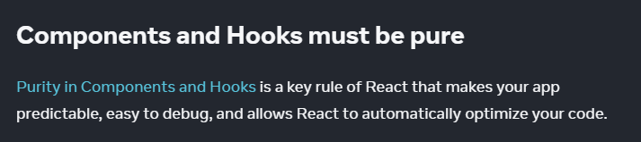 Screenshot showing the same text from the React documentation's website