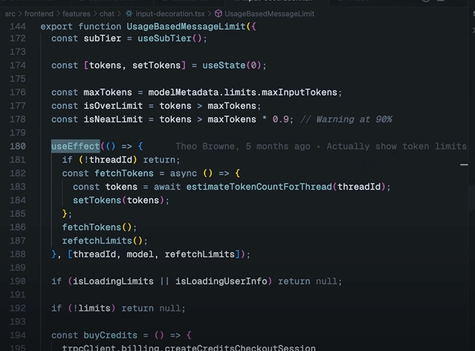 Screenshot of a Youtube video showing useEffect code that both has an API call and sets state inside of it
